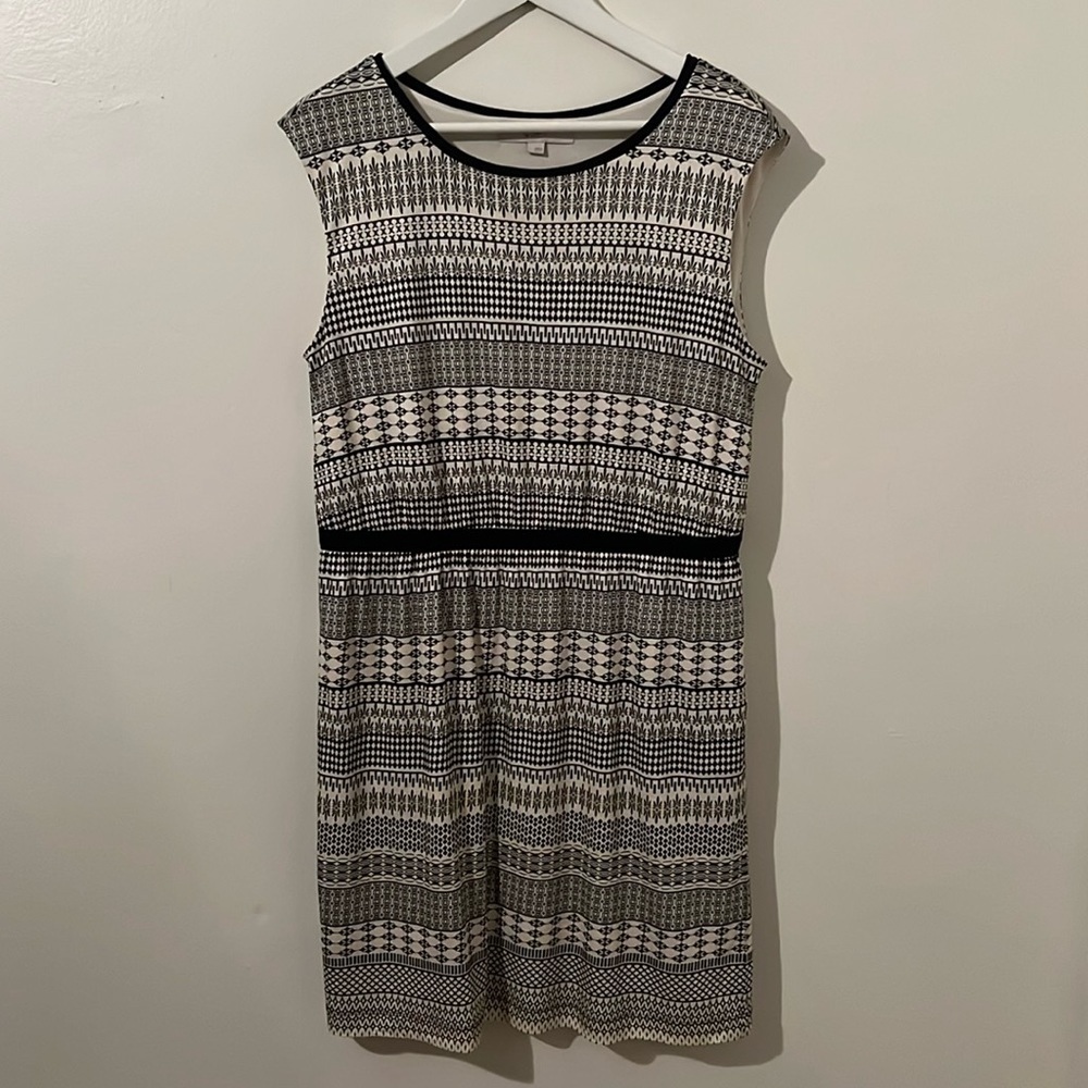 LOFT ANN TAYLOR SHEATH SLEEVELESS DRESS PRINTED LINED WOMENS SIZE L